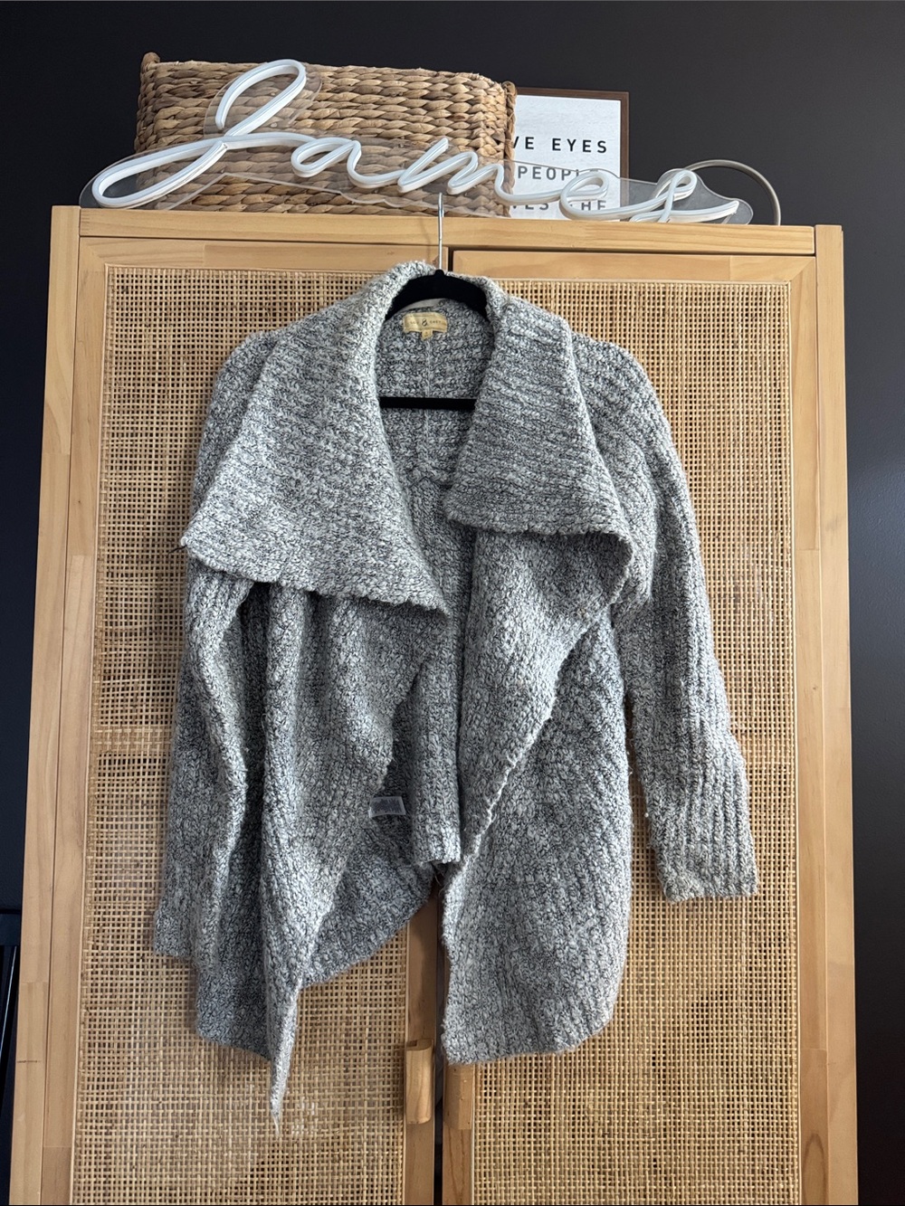 Lou & Grey Gray Bouclé Open-Front Cardigan
